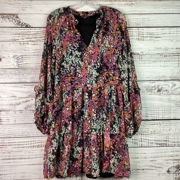 VINCE CAMUTO SIZE M FLORAL DRESS‎ SUMMER FALL MIDI - Picture 3 of 11